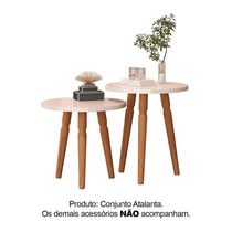 Conjunto Kit Mesa De Cabeceira Redonda Canto Apoio Cama Quarto Atalanta Off White