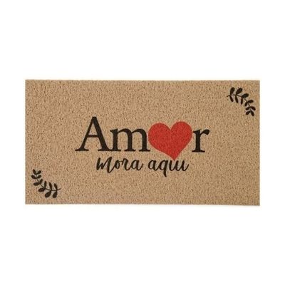 Tapete Capacho Vinil Amor Mora Aqui 75x40 Home Kapazi