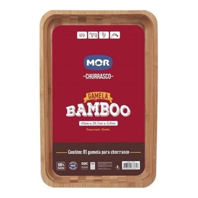 Gamela Bandeja Churrasco Bamboo Retangular 30x45cm - Mor