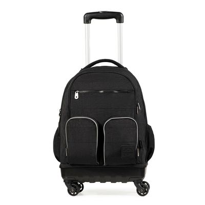 Mochila de Rodinha Juvenil Masculina Color Block 4 Rodas Preta U / Preto