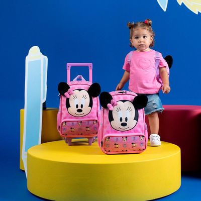 Mochila Escolar Feminina com Rodinhas Minnie Baby Rosa U / Rosa