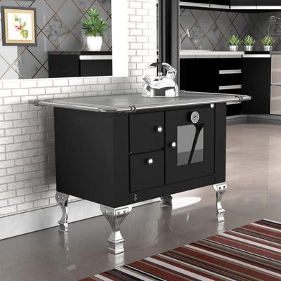 Fogão A Lenha Elegance Master Preto Chapa De Ferro N°01 Dir