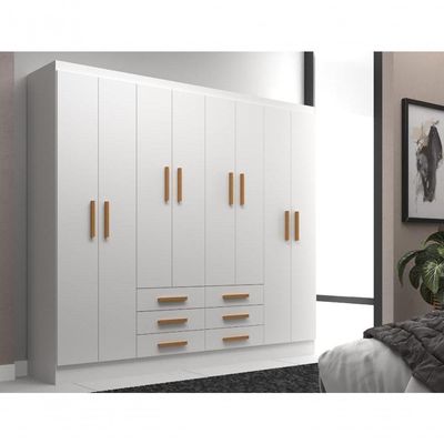 Guarda Roupas Paris 8 Portas 6 Gavetas - Branco Branco