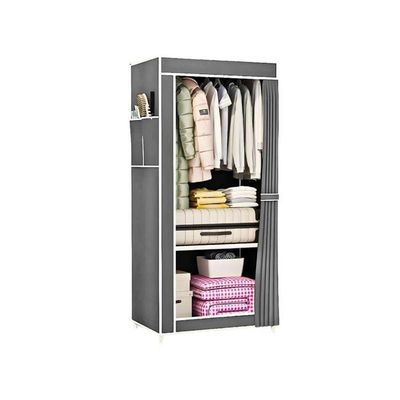 Guarda Roupa Cinza Closet Solteiro Organizador Com Capa