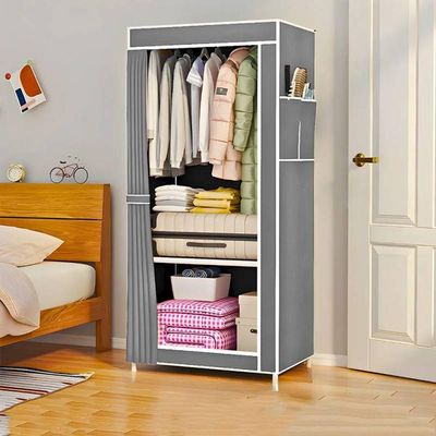 Guarda Roupa Cinza Closet Solteiro Organizador Com Capa