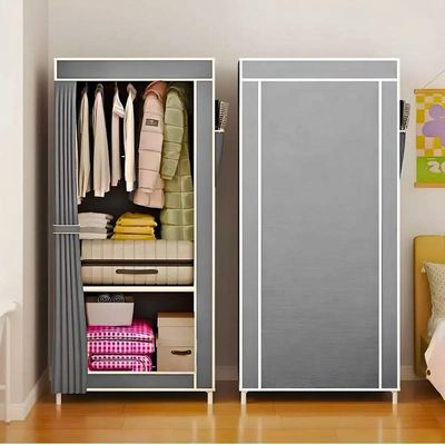 Guarda Roupa Cinza Closet Solteiro Organizador Com Capa