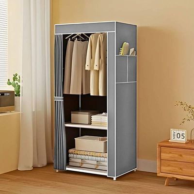 Guarda Roupa Cinza Closet Solteiro Organizador Com Capa