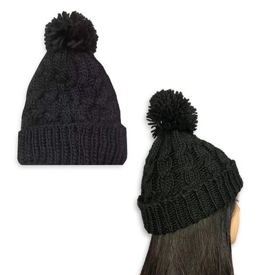 Touca De Inverno Com Pompom - Conforto E Estilo No Frio Cor:preta