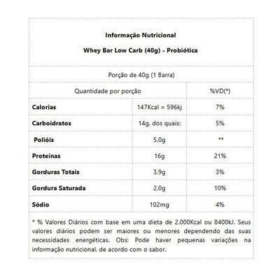 Whey Bar Low Carb (40g) - Sabor: Cookies