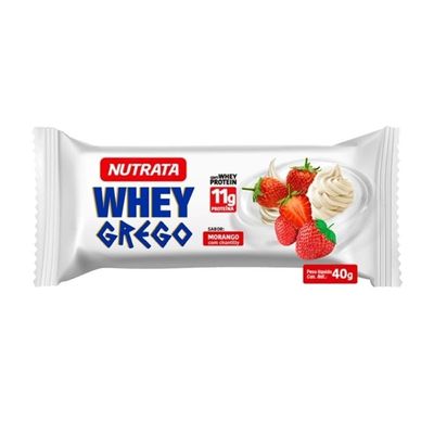Whey Grego Bar (40g) - Sabor: Morango Com Chantilly