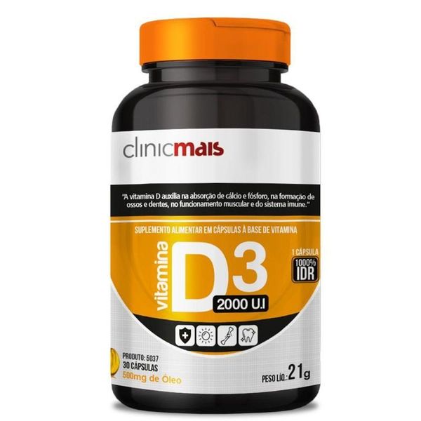Kit 5 Vitamina D3 2000 U.I 500Mg Clinicmais 30 Cápsulas