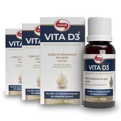 Kit 3 Vita D3 2000ui Vitafor 10ml Em Gotas
