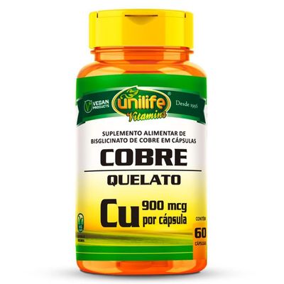 Kit 3 Cobre Quelato Unilife 60 Cápsulas