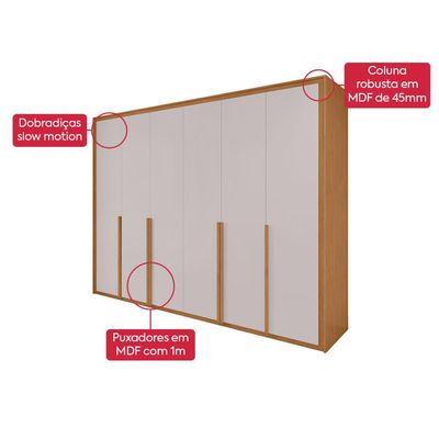 Guarda Roupa 6 Portas Easy Space Amendoa Clean/Off White