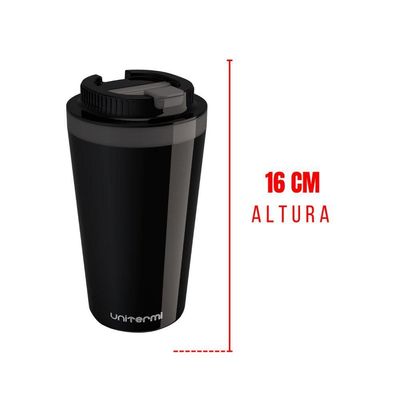 Copo Térmico Com Tampa 400 Ml Preto - Unitermi