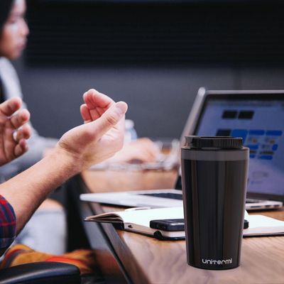 Copo Térmico Com Tampa 400 Ml Preto - Unitermi