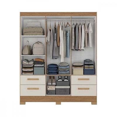 Guarda Roupa De Casal Vitoria Canelato E Off White Atualle Canela Rústico Com Off White