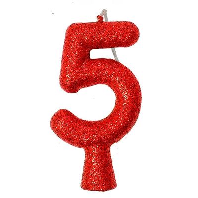 Vela De Aniversário Puro Glitter Vermelha Modelo 7