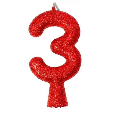 Vela De Aniversário Puro Glitter Vermelha Modelo 9