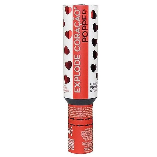 Lança Confete Granada Explode Coração Vermelho Metalizado - 30cm