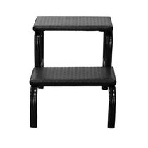 Escadinha Multiuso 2 Degraus Para Obeso Piso Em Mdf Com Emborrachado AntiderrapantePreta Combo Stock