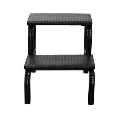 Escadinha Multiuso 2 Degraus Para Obeso Piso Em Mdf Com Emborrachado AntiderrapantePreta Combo Stock