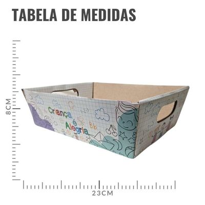 Cesta De Papel Bandeja Criança é Alegria 23cm X 16cm X 8cm