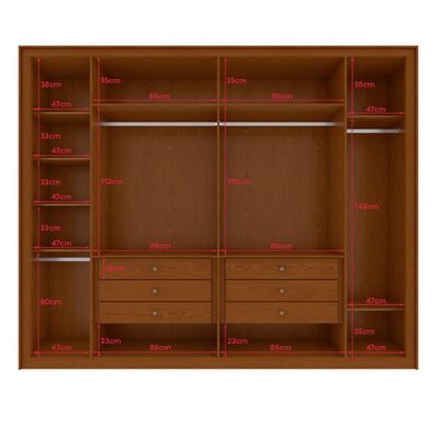 Guarda Roupa 6 Portas C/ Espelho Easy Space Frassino Lopas