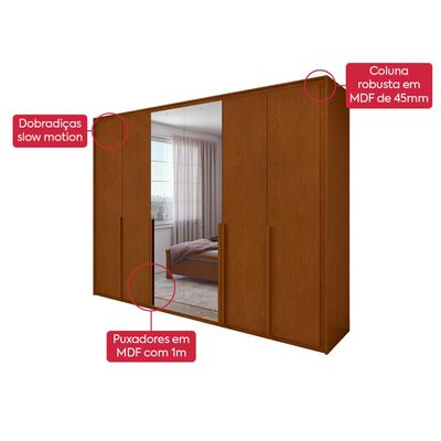 Guarda Roupa 6 Portas C/ Espelho Easy Space Frassino Lopas