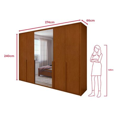Guarda Roupa 6 Portas C/ Espelho Easy Space Frassino Lopas