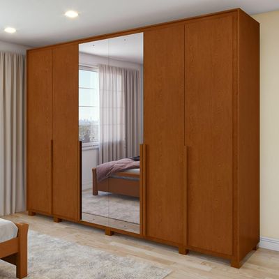 Guarda Roupa 6 Portas C/ Espelho Easy Space Frassino Lopas