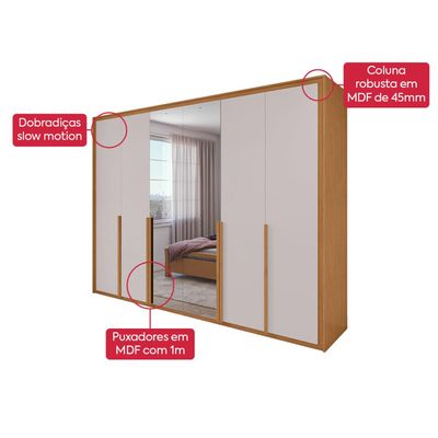 Guarda Roupa Easy Space 6 Pts Espelho AmendoaClean/Off White