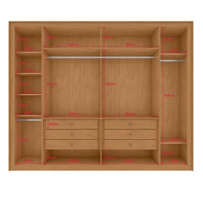 Guarda Roupa Easy Space 6 Pts Espelho AmendoaClean/Off White