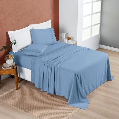 Jogo Cama Solteiro Cherry Bordado Inglês 3 Pçs Seren