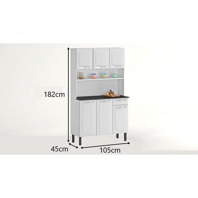 Armário De Cozinha 6 Portas 1 Gaveta Rose - Itatiaia Branco