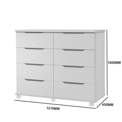 Comoda 8 Gavetas Athenas Cor Branco - Rud Rack