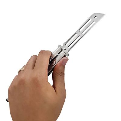 Canivete Butterfly Bsl-2 Sem Corte Inox Prateado Para Tricks
