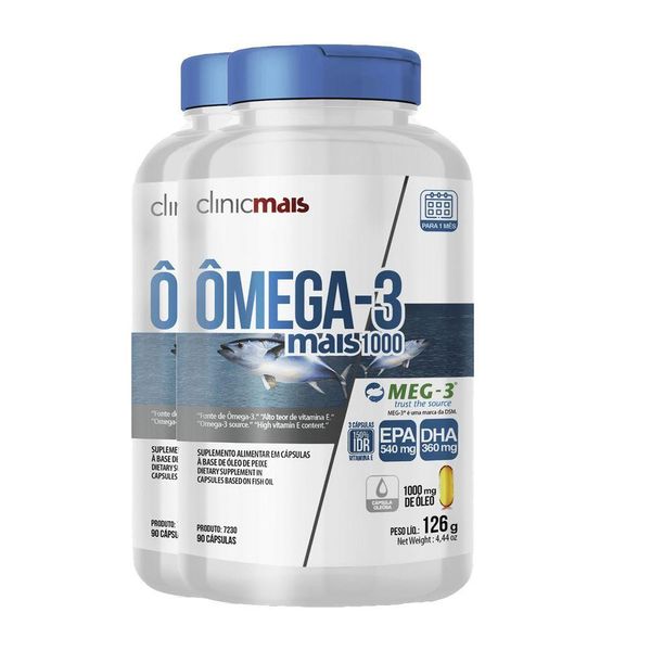 Kit 2 ômega 3 Mais 1000mg Clinicmais 90 Cápsulas