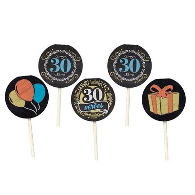 Topper Para Docinho 30 Anos - 8 Unidades