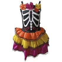 Fantasia Halloween Infantil Caveira Mexicana Com Véu Tamanho P