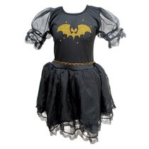 Fantasia Bruxinha Morcego Dourado Infantil Halloween Tamanho P