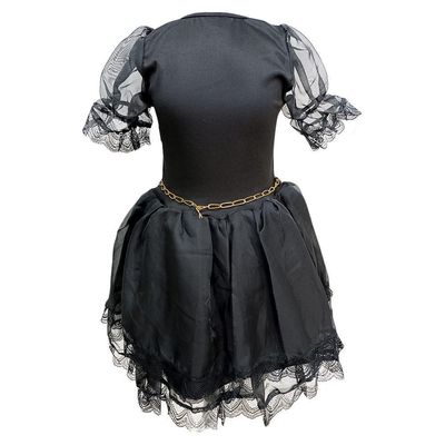Fantasia Bruxinha Morcego Dourado Infantil Halloween Tamanho P