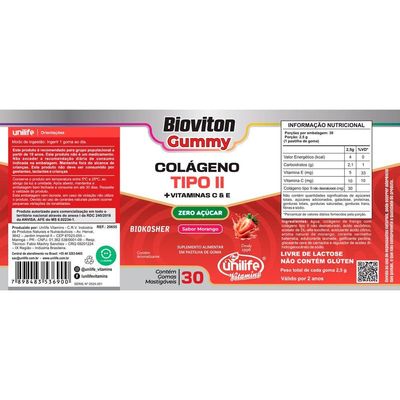 Kit 2 Gummy Colágeno Tipo Ii Morango Unilife 30 Gomas