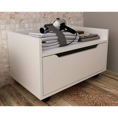 Bancada de Banheiro Suspenso c/ Rodizio BN3647 s/ Cuba c/ 1 Gaveta 60cm Branco - Tecno Mobili