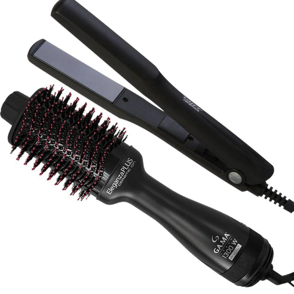 Kit Chapinha Prancha Taiff Alisadora + Escova Secador Modelador Gama Eleganza Plus Bivolt
