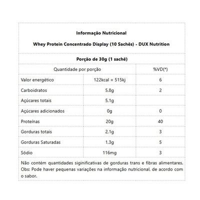 Whey Protein Concentrado Display 10 Sachês Sabor Baunilha 10 Un 30g