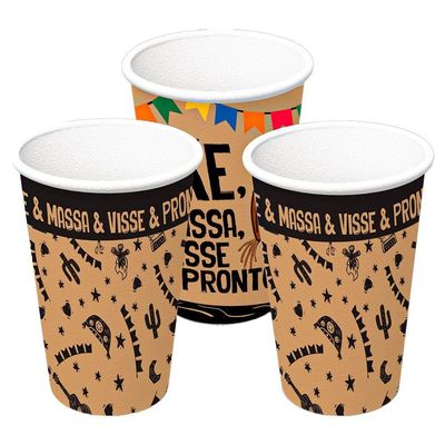Copo De Papel Festa Junina Sertão 300ml Com 8 Unidades