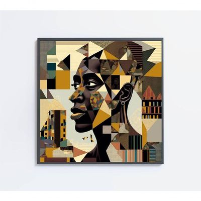 Quadro Decorativo Ilustração Afro Medidas 40x40 Cm Tipo De Impressão Tecido Canvas