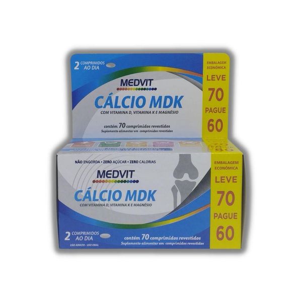 Suplemento Alimentar Medvit Cálcio Mdk Com 70 Comprimidos