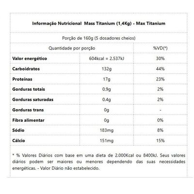 Mass Titanium 17500 1,4kg Sabor Vitamina De Frutas